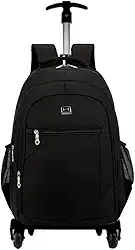 Mochila carrinho com rodinhas Bolsa Notebook Executiva 15.6 Polegadas Resistente Trabalho Urbano Passeio Casual Preta