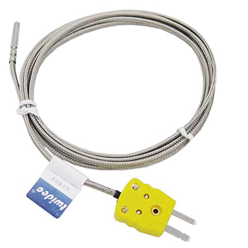 Twidec /2M with Plug Stainless Steel K-Type Sensor Probes Metal HeadProbe for Thermocouple Sensor & Meter Temperature Controller(Temperature Range:0~600°C) MT-6340-C 4x30MM