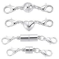 Xynovate Magnet Schmuck Verschlüsse, 4 Stile Magnetverschluss Doppel Karabinerverschluss, 14k Vergoldet Kettenverschluss für Halskette Armbänder Verbindungsschnallen, DIY?Silber?
