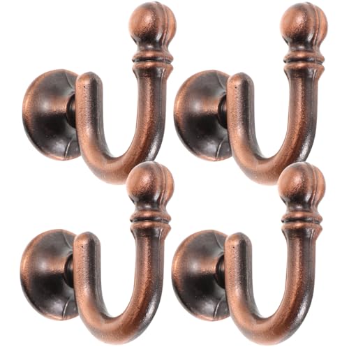 TOBBOMEY 4 Piezas Ganchos de Metal para Cortinas con Extremo Bola Soporte Resistente para Colgar Cortinas y Toallas de Rojo Antiguo Accesorios Pared