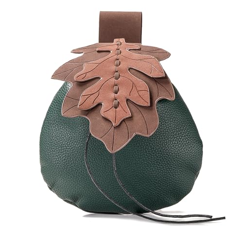 Pochette médiévale à cordon en cuir vert pour costume et cosplay