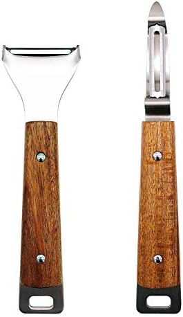 2-Piece Peeler Set For Kitchen, Premium Rotary Vegetable Peeler with Wooden Handle, Y-Shaped and I-Shaped Peelers for Potato, Carrot, Apple, All Fruit & Veggie