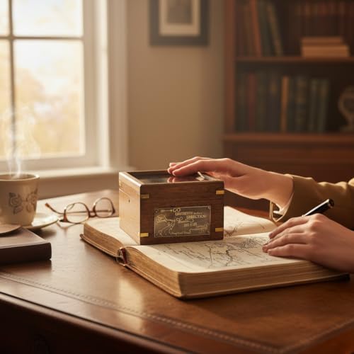 Brújula Gimbal de Latón en Caja de Madera 2026 con Cita Grabada de Henry David Thoreau – Regalo Artesanal para Graduación, Bautizo, Jubilación y Navidad miniatura 5