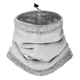 [AOY] ネックウォーマー メンズ レディース 冬 【首元360°しっかり保温・冷気をブロック・7色展開】 ネックガード 保温 防寒 防風 柔らかい 調節コード付き 着脱簡単 シンプル 軽量 持ち運び便利 通勤 通学 スキー バイク 自転車 スノボー (ライトグレー)