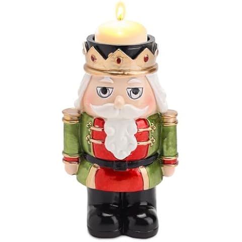 Warmiehomy Nutcracker Soldier Candle Holder 14cm Nutcracker Christmas Decorations Red & Green Coloured Nutcracker Ornaments Christmas Workshop Cover