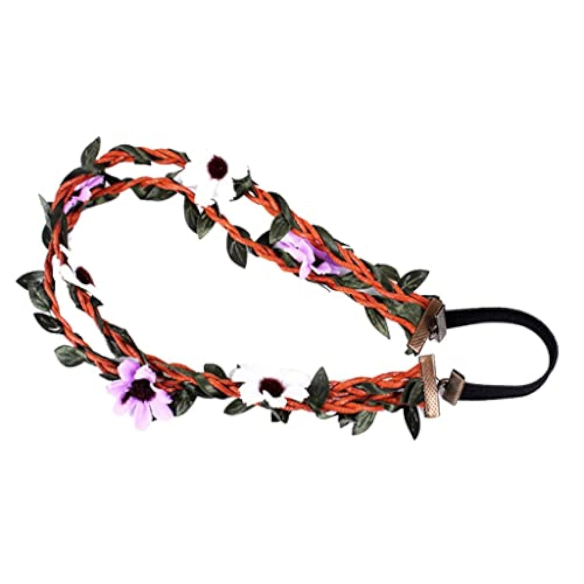 Multicolor Retro Flower Leaf Garland Hairband for Brides