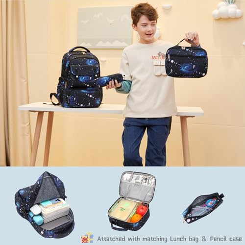 Image of Galaxy-Print School-Bag Backpack for Boys Middle-School Elementary Bookbag
