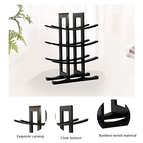 Soporte para Botellas de Vino de Bambú 4 Niveles Negro miniatura 5