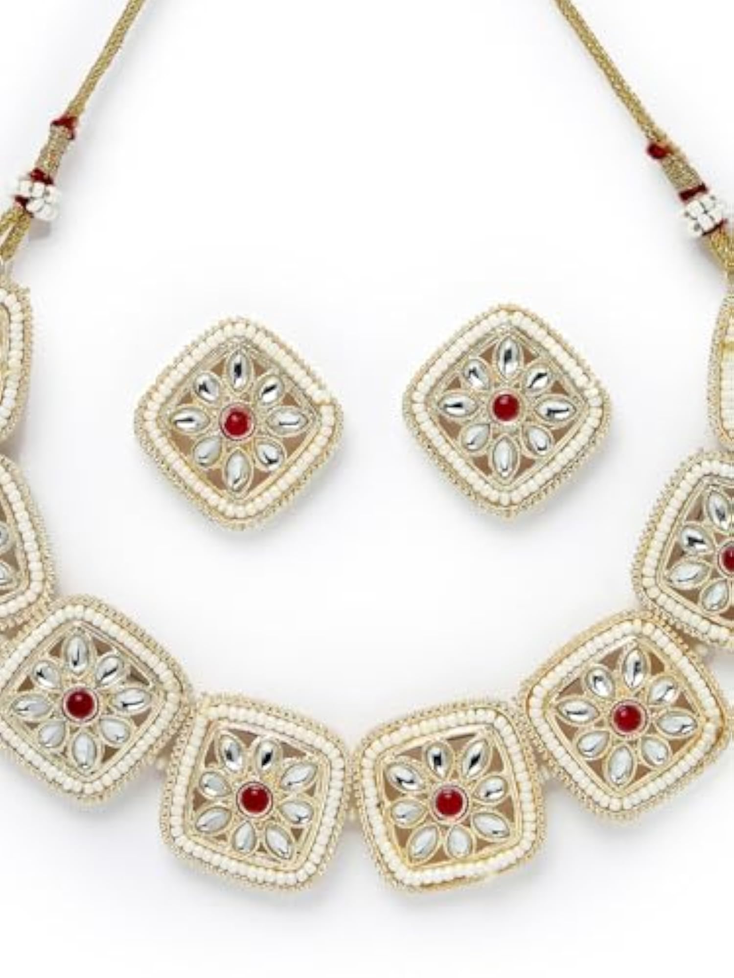 Kundan Studded Collar Necklace Set + Earrings