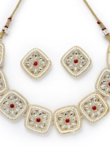 Kundan Studded Collar Necklace Set + Earrings
