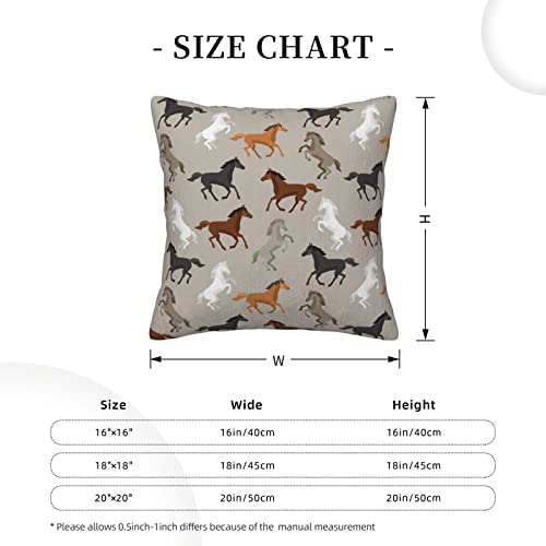 Housse de coussin en velours côtelé imprimé cheval 45x45 cm