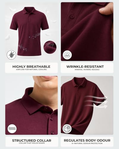Image of Wellbi Eco-Friendly Bamboo Polo T Shirt | Mens Stylish Casual Regular Fit | Comfortable Soft | Trendy Breathable Lightweight | Quality Modern Essential Fashion
