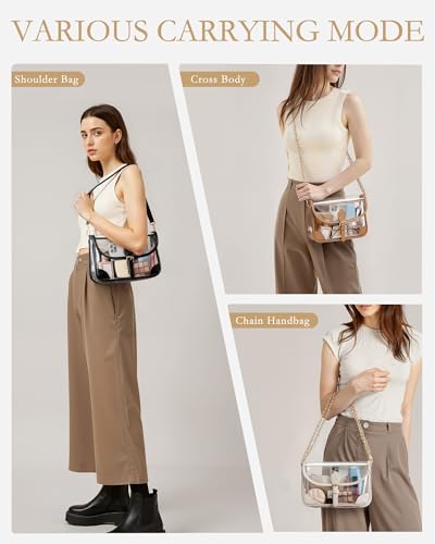 LONG VACATION Clear Bag for Stadium Events Shoulder Bag for Women, Clear Purse with Card Holder for Stadium Concert Travel2