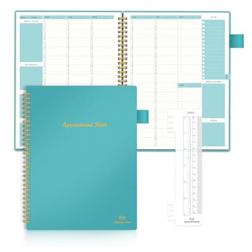 Appointment Planner Book Undated , Regolden-Book Hourly Schedule Planner with 15-Minute Increments, Appointment notebook with Weekly Daily Templates, Flexible Cover, Spiral Binding Notebook for Man & Women, Pen Loop, Inner Pocket 53 Weeks (7.8x10”)
