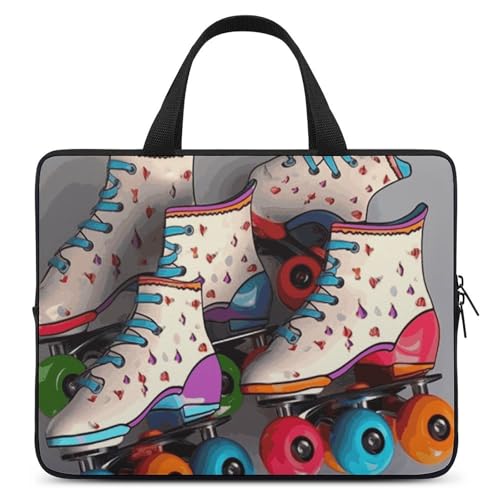 Housse ordinateur portable patins à roulettes rétro pochette tablette design vintage antichoc