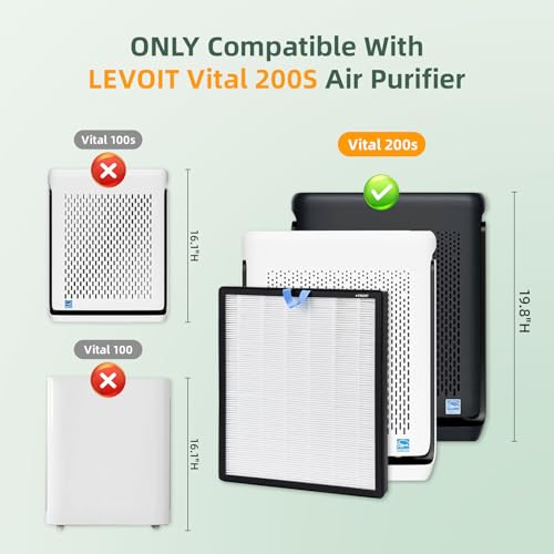 Fanulter 2 Pack Vital 200S Replacement Filter Compatible with LEVOIT Vital 200S Air Purifier, 3-in-1 H13 Grade True HEPA, High-Efficiency Activated Carbon Vital 200S-P Replacement Filter, White