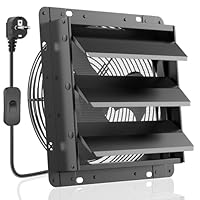 HG Power 250mm Abluftventilator Industrie Wandventilator 1100m³/h Wandlüfter mit Maschensieb Auspuffventilator mit EU-Stecker Aluminium Fensterventilator für Keller Garage Küche