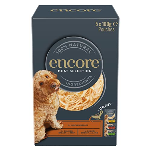 Encore Natural Wet Dog Food Multipack Meat Selection in Gravy 100g Pouch (Pack of 5x100g)