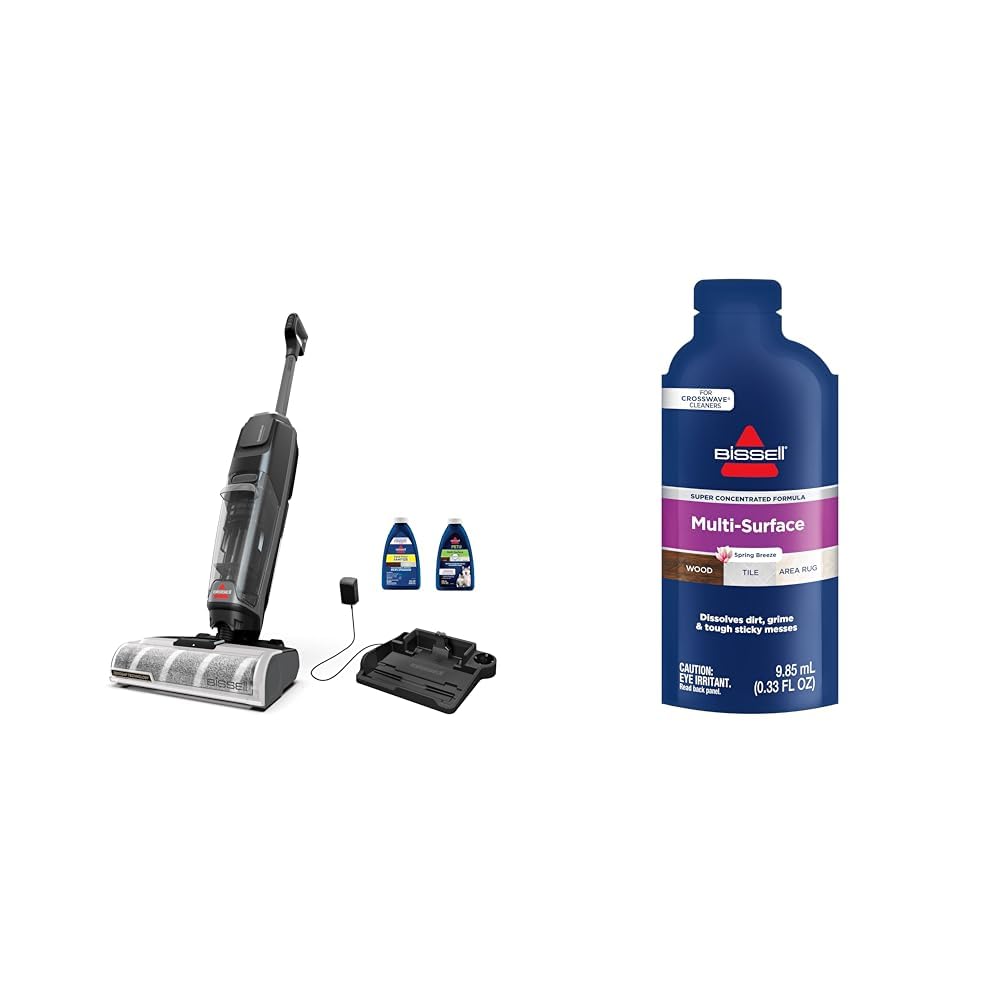 Bissell CrossWave OmniForce Edge Cordless Multi-Surface Hard Floor Cleaner Wet Dry Vacuum with Zero-Gap Edge Technology Multi Surface Super Concentrate, 14 0.33 Oz Packets Included, 4144