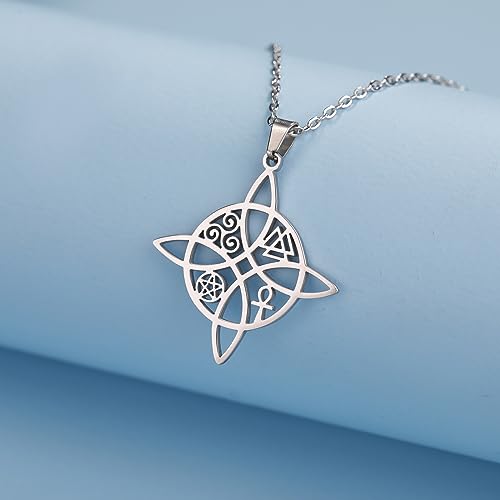 VASSAGO Witches Knot Necklace Nudo De Bruja Celtic Knot Pendant with Triquetra Trinity Pentagram Stainless Steel Pagan Witch Jewelry Good Luck Gift2