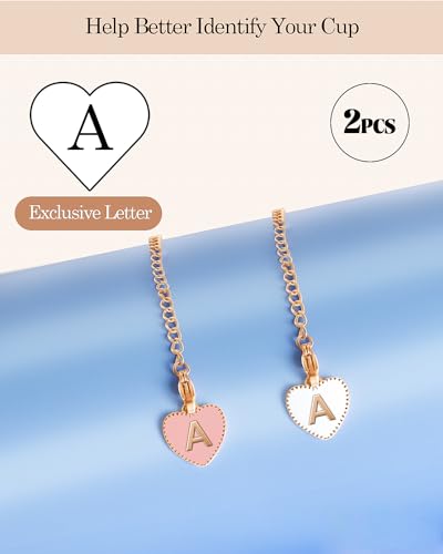 Image of 2 Pack Simple Modern Simple Letter Charms for Stanley Cup /Tumbler Heart Initial ID Charm