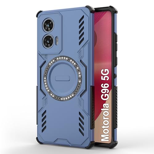 Image of Zapcase Back Case Cover for Motorola G96 5G | Magnetic Case with Built-in Metal Ring | Supports MagSafe Charger, Wallet & Car Mount | Shockproof Hybrid PC + TPU | Blue