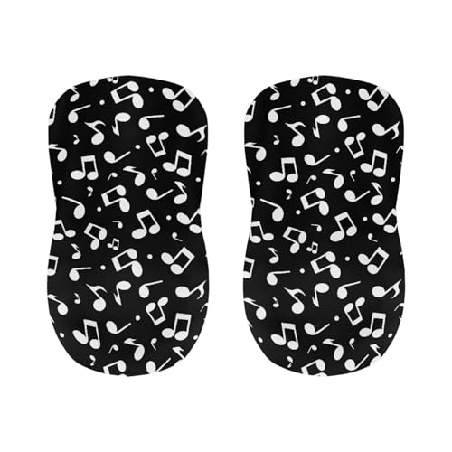 Image of Bar Stool Covers with Backs Dining Room Square Swivel Barstool Chair Seat Set of 2 Music Note Black Non-Slip Counter Height Chair Covers
