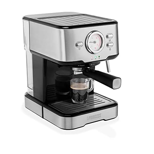 Princess 249412 Máquina de café para Espresso italiano, Compatible con cápsulas Nespresso, 20 bares de presión, Depósito extraíble de 1.5L, 1100 W, 1 o 2 tazas , Color Plateado y Negro
