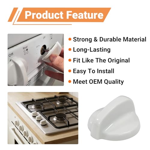 Walmine 4 Pack WB03T10282 Stove Range Top Burner Knob Replacement for GE,Repalces AP4345833,PS2321074,1461063 by Walmine - Used condition - Image 3