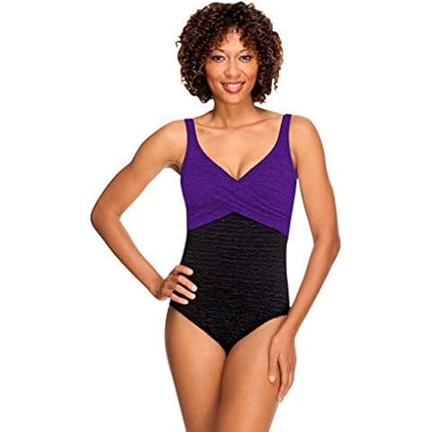 Krinkle Color Block Twist Front Chlorine Resistant Swimsuit Acai 10 Purple Cover