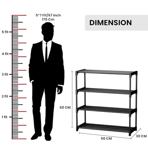 Image of Shoes Rack 4 Tier Shoe Rack with Shelf, Folding ShoeRack for Bedroom, Living Room, Entryway, White, ShoeRack, Footwear Stand for Home, Shoe Rack Plastic, Shoes Rack with 4 Layer (4 LAYER)