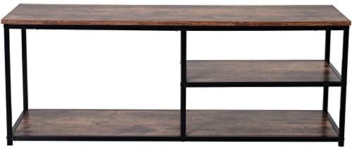HOMCOM TV stand Industrial Style TV Cabinet With Storages 2 Shelves Metal Frame For living Room