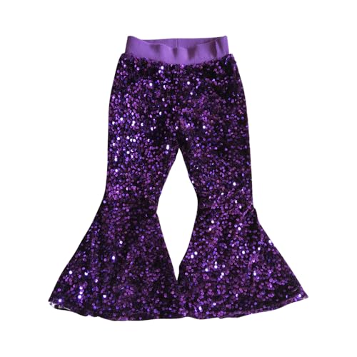 Toddler Girl Sequin Pants Purple Bell Bottom - Product Details