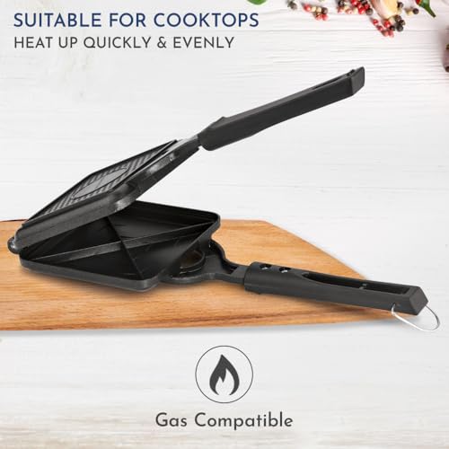 Image of Magnus Non Stick Giant Grill Toaster Quick Heating Gas Compatible with Bakelite Handle 4 Cut Design, Easy Release, Ergonomic, PFOA-Free, Aluminum