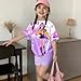 K Pop Short Sleeve T-Shirt And Shorts Outfits Set For Girls Cute Cartoon Print Graphic Tees 2 Piece Sets Demon Going Out Tops Singers Group Merch Costume Birthday Gifts(C-Light Purple,9 Years)