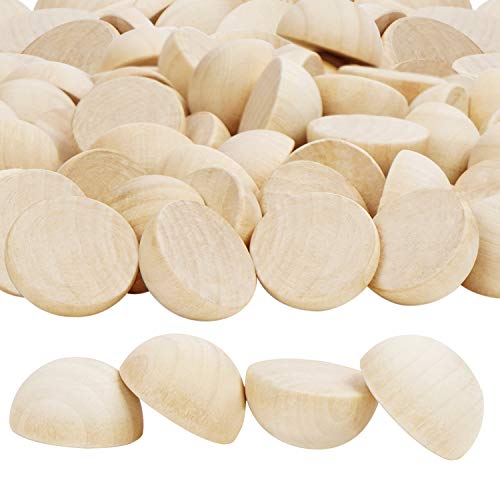 Belle Vous Medias Bolas de Madera Natural Sin Acabado (Pack de 100) Medias Esferas de 25 mm – Set...