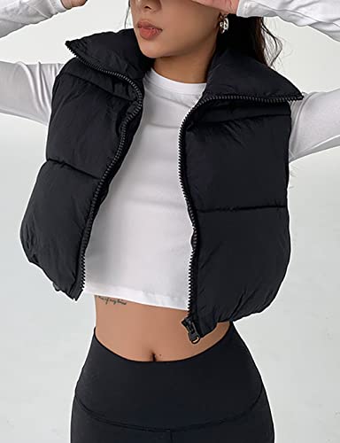 Women's Winter Warm Padded Crop Vest Lightweight Sleeveless Puffer Vest3