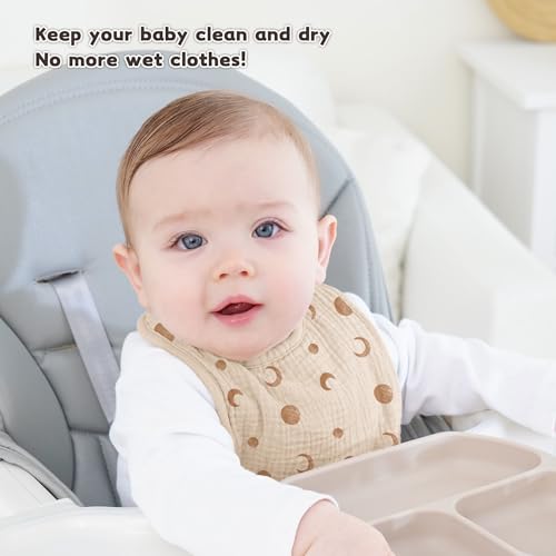 Image of Susurration Muslin Baby Drool Bibs 10Pack Soft Square Adjustable Bandana Bibs for Unisex Baby Girls & Boys