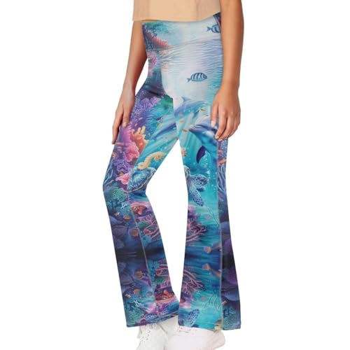 DISNIMO Girls Active Leggings Athletic Flare Pants for Girls Soft Bell Bottom Leggings Ankle Length