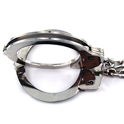 Ace Martial Arts Supply Professional Double Lock Handcuffs & Leg Cuffs (Silver-Leg Cuffs w Chain Handcuffs)