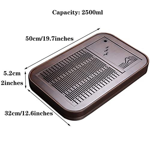 Reservoir Type Bamboo Tea Tray Bamboo Chinese Gongfu Tea Tray Table Box With Water Storage For Kungfu Kung Fu Tea Set (Color : Brown, Size : 50 * 32 * 5.2Cm) #TOP6