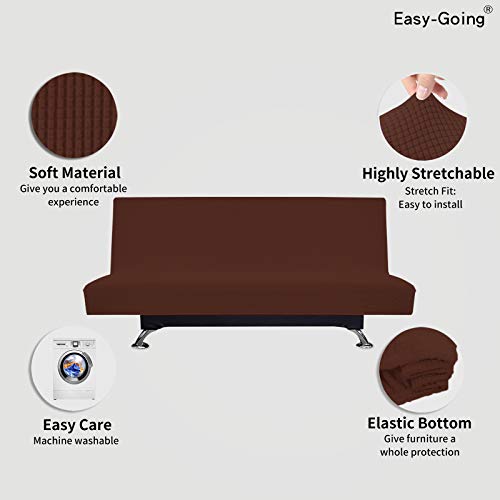 Image of Easy-Going Stretch Large Futon Slipcover Armless Futon Cover Coffee
