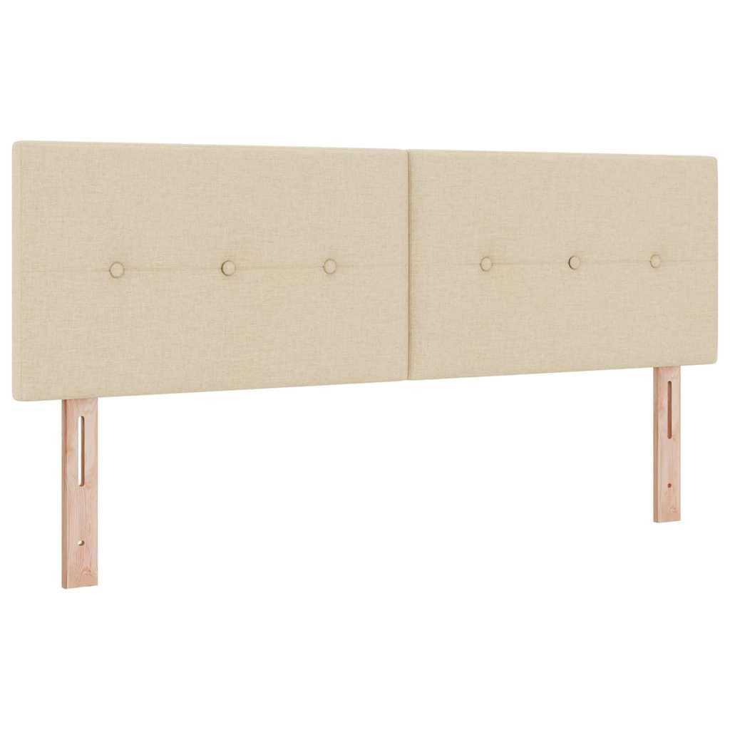 Cama con somier con colchón, color crema, 140 x 190 cm, funda de tela, cabecero ajustable, marco de madera estable, núcleo de muelles ensacados para parejas, dormitorio moderno
