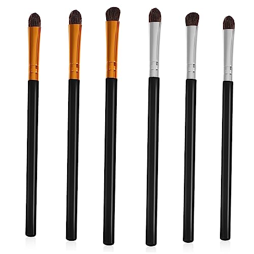 FRCOLOR 6Pcs Eye Makeup Brush Set for Women Soft Horse Hair Eyeshadow Brushes with Plastic Handles for Blending Curved Angled Application Birthdays Valentine Day Mother Day