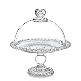 Clear Glass Cake Stand with Dome,Crystal Cake Plate with Dome Cover,Footed Cake Set for Kitchen, Birthday Party, Wedding, Dishwasher Safe