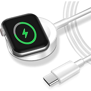 Cabo Carregador Magnético Para Apple Watch Series 1 2 3 4 5 6 7 8 e Ultra - Carregador para Apple Watch, Cabo de Carga Magnética Rápida Tipo-C, Cabo de Carregamento Sem Fio para Apple Watch