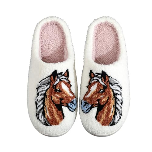 Slippers for Womens Mens Cut Retro Plush Soft Memory Foam House Shoes