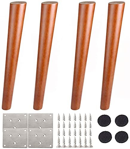 YTY Table legs, wooden furniture, rubber wood sofabers, replacement TV Cabinet legs, bed feet, DIY project, for stools dressing table coffee tables, inclined cone, including accessories