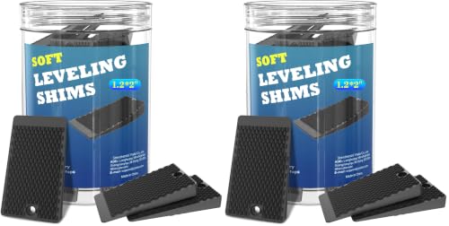 Image of Furniture Levelers, 32 Piece Jar 2 inch, Rubber Shims for Leveling, Black Wedge for Table Toilet Refrigerator Piano, Non-Slip Shims for Home Improvement and Work, Cuttable and Stackable (Pack of 2)