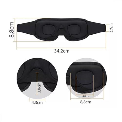 Máscara para Dormir 3D Tapa Olhos Bloqueia 100% Luz Macio Confortável Ergonomico Viseira Repouso (Pr